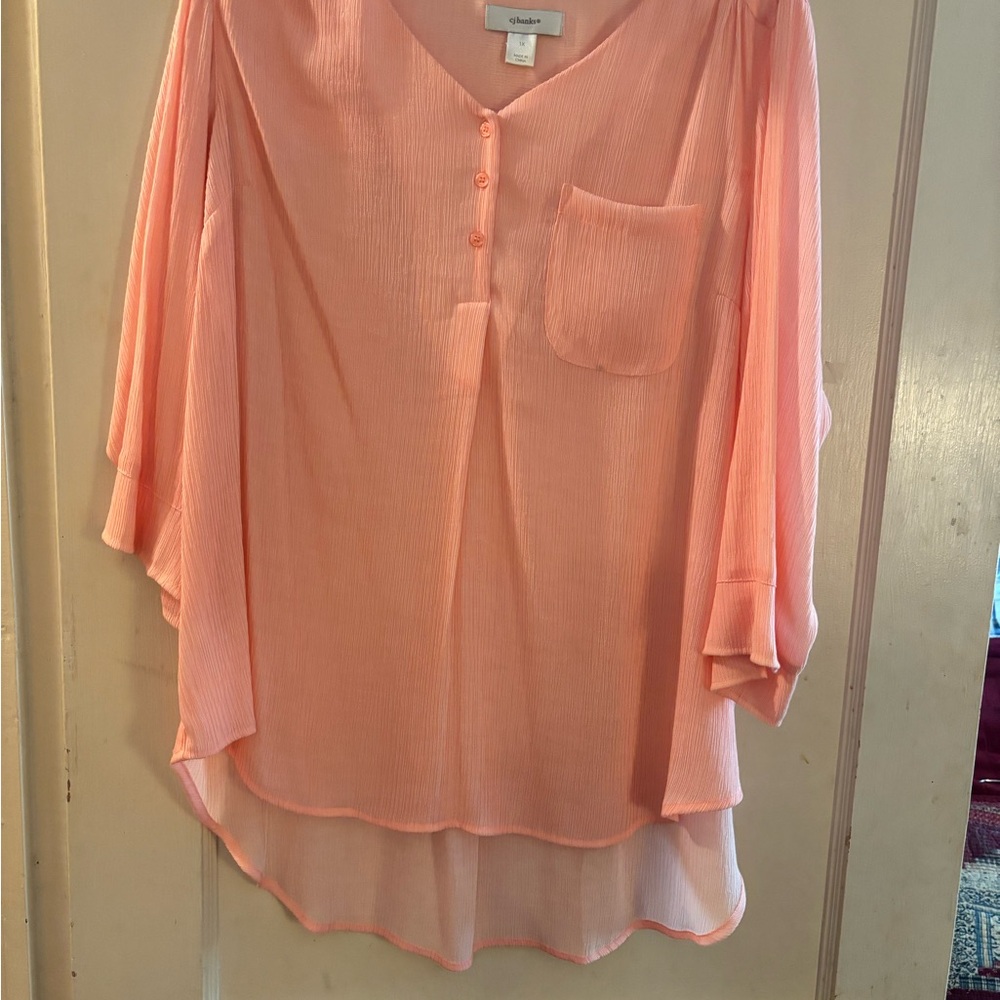 Peach 3/4 Sleeve Boxy Tunic